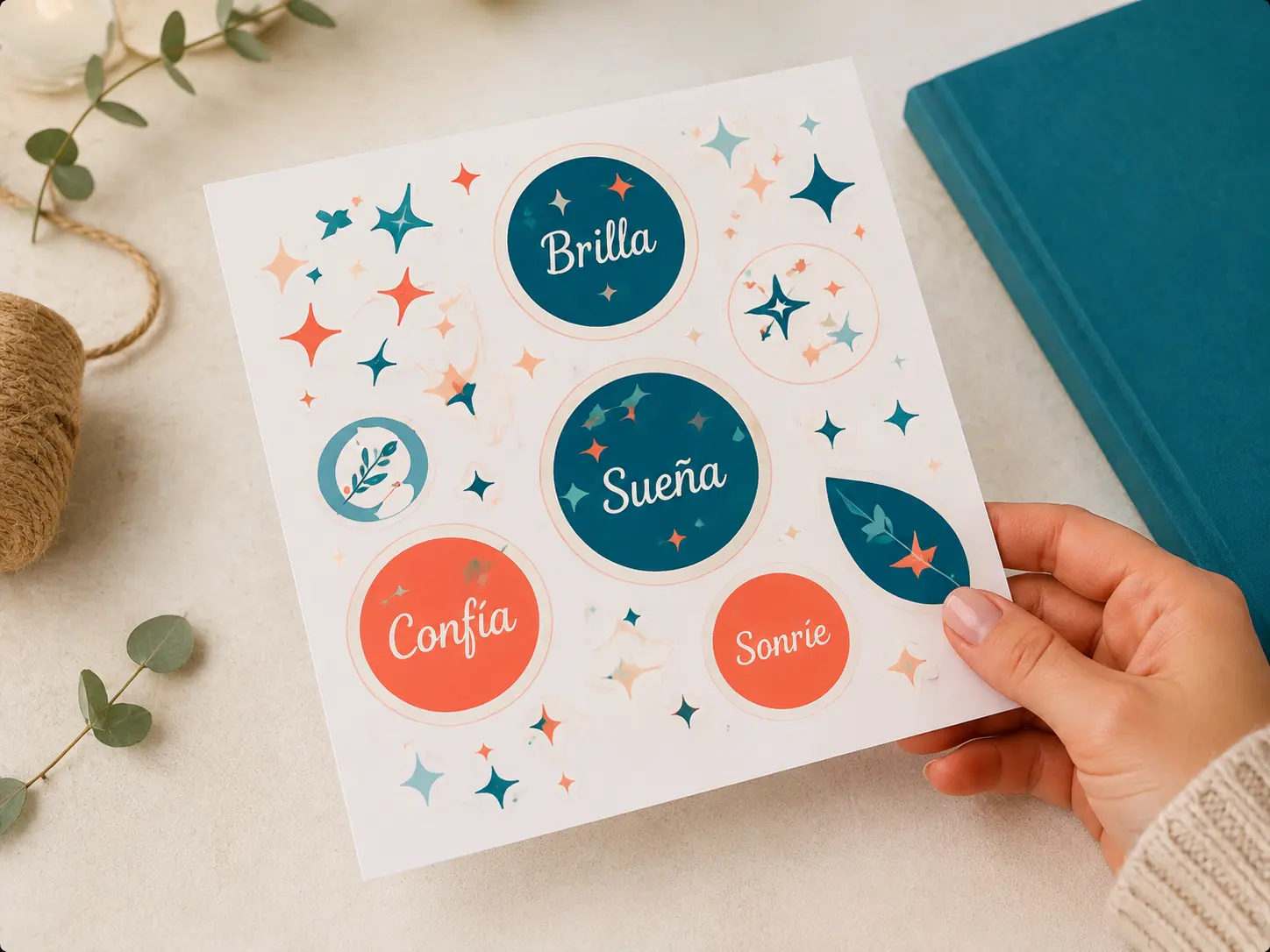 Colección de stickers personalizados con mensajes motivacionales